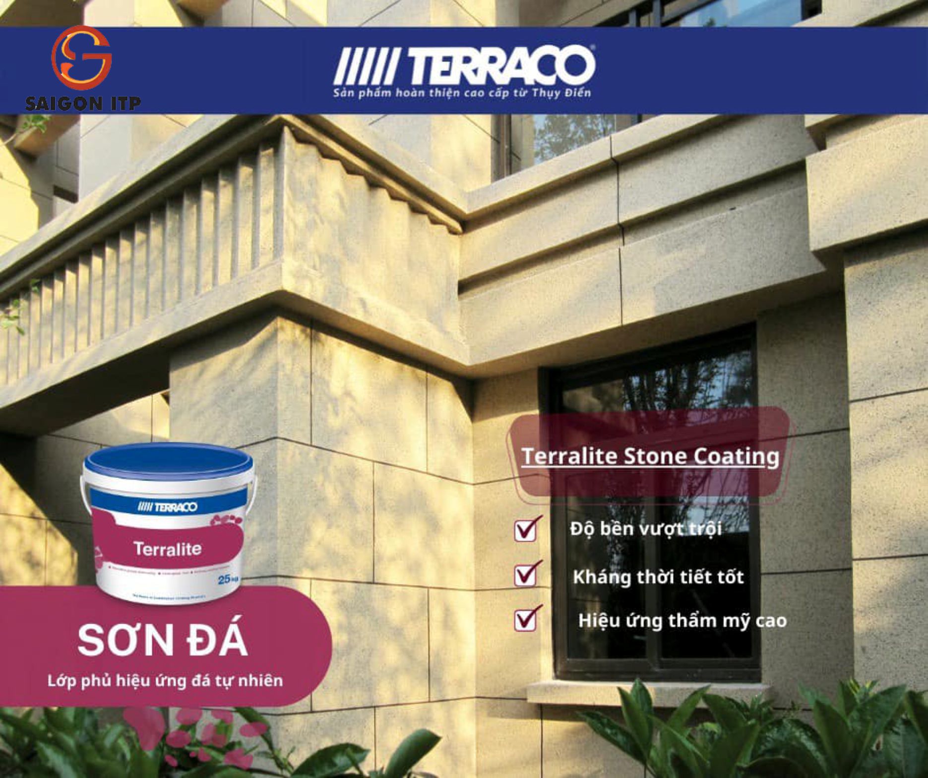 Sơn đá Terraco Terralite Stone – sự lựa chọn đáng tin cậy của nhiều nhà thầu