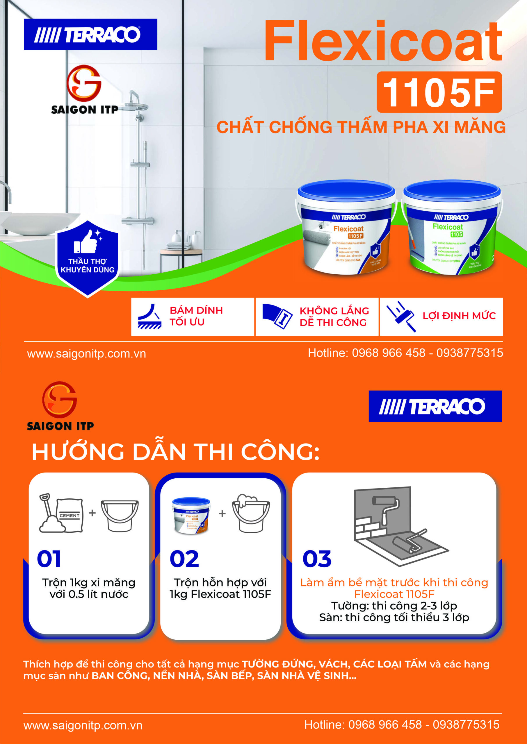 Chất chống thấm pha xi măng Terraco Flexicoat 1105F