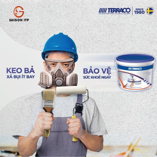 Keo bả Terraco Handycoat - xả ít bụi, bảo vệ sức khoẻ anh em thầu thợ
