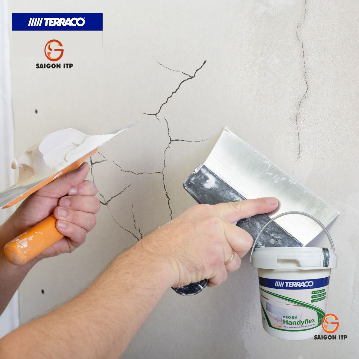 Keo bả Terraco Handyflex - xử lý nứt tường hiệu quả, nhanh chóng