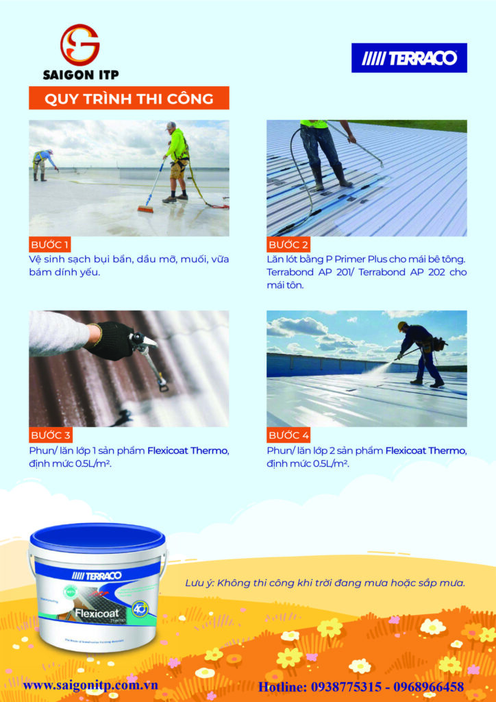 Quy trình thi công sơn chống nóng Terraco Flexicoat Thermo