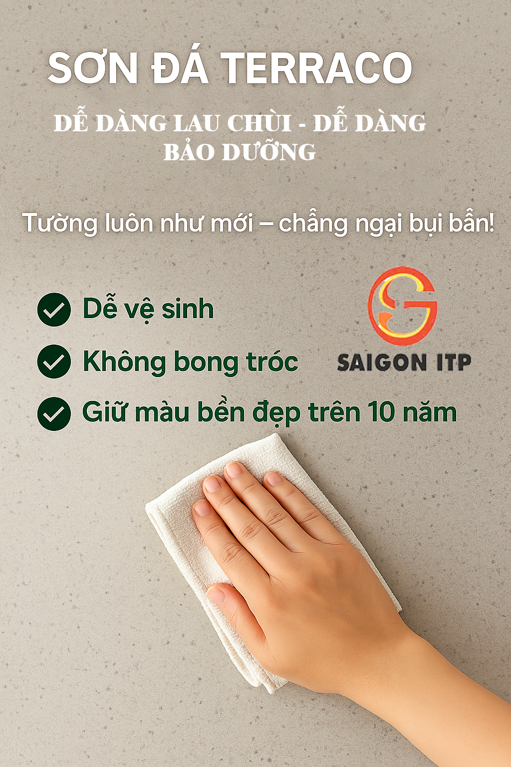 Sơn đá Terraco lau chùi có khó không? Hướng dẫn vệ sinh & bảo dưỡng giúp bề mặt luôn như mới
