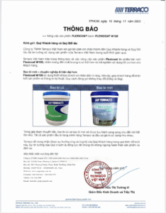 Thông báo nâng cấp bao bì sản phẩm sơn chống thấm Terraco Flexicoat W100