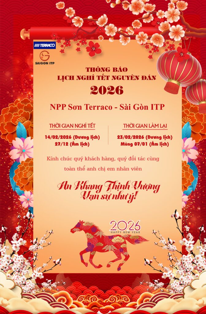 Thông báo nghỉ Tết Nguyên Đán 2026 - nhà phân phối sơn Terraco Sài Gòn ITP